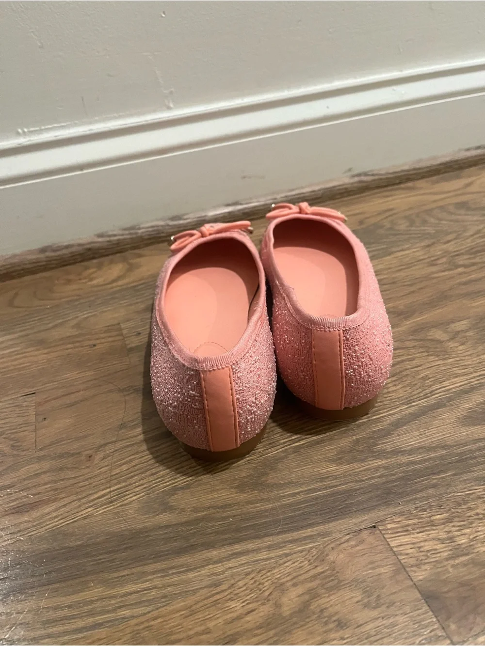 Bandolino Payly Ballet Flat Bow Pointed Toe Colar Pink Apricot Size 9